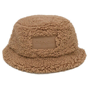 COACH CY049 Sherpa Bucket Hat, Size M/L, Brown, Women's